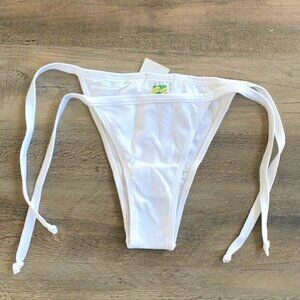 Biquini Brasil White Side Tie String Brazilian Bikini Swimsuit Bottom Small